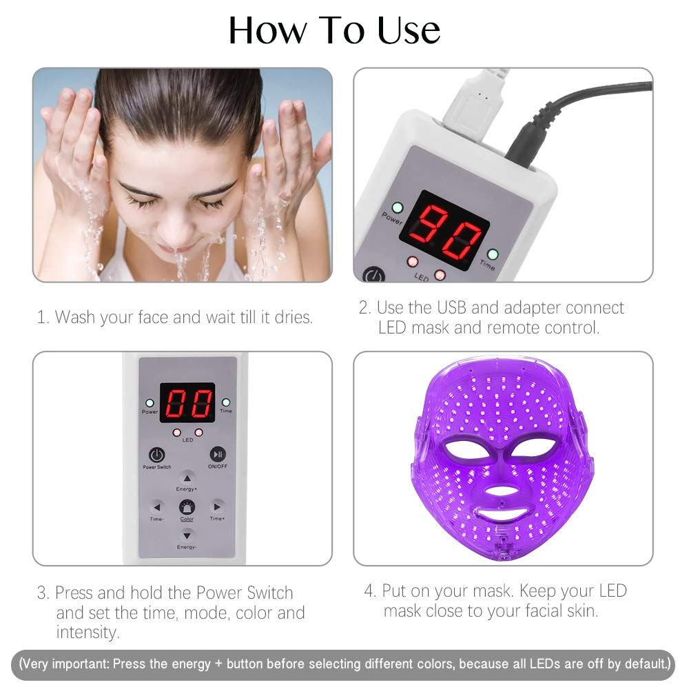 Light Therapy LED Face Mask 7 Color 149 Leds Photon Face Mask Beauty Photon Mask for Face Skin Rejuvenation Facial Skin Treatment Anti-Aging Anti Acne Anti Wrinkle with Free Gift