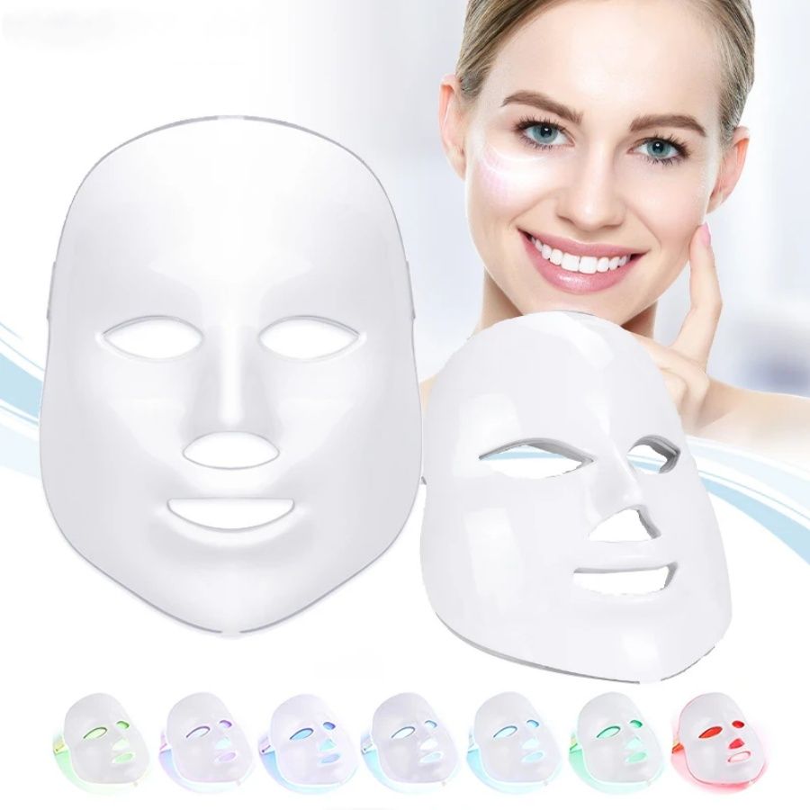 Light Therapy LED Face Mask 7 Color 149 Leds Photon Face Mask Beauty Photon Mask for Face Skin Rejuvenation Facial Skin Treatment Anti-Aging Anti Acne Anti Wrinkle with Free Gift